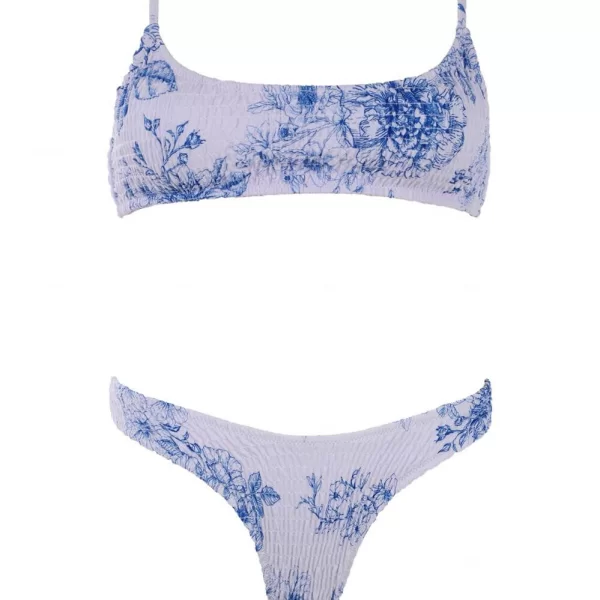 GIGI-Μαγιό Σετ Μπικίνι Γκοφρέ με Μπουστάκι - Λευκό