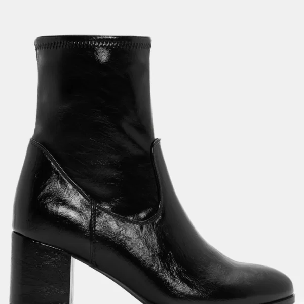 Μποτάκια Αστραγάλου με Τακούνι - Μαύρο-Σπαστό-Λουστρίνι