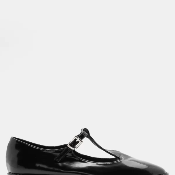 Μπαλαρίνες με Λουράκι - Μαύρο-Λουστρίνι