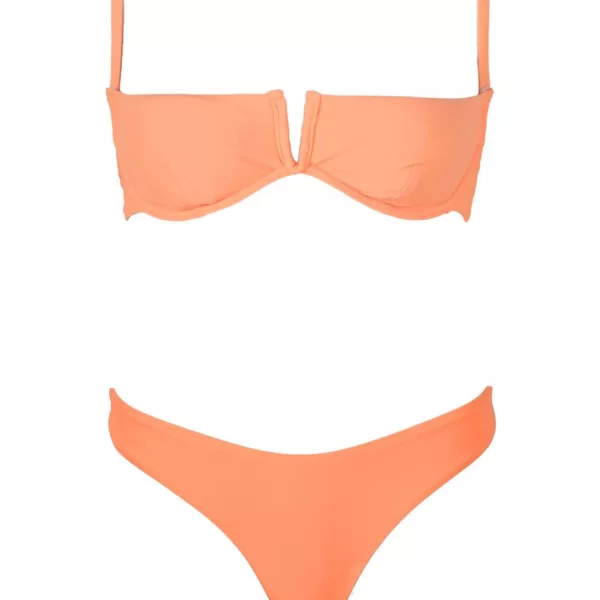 Μαγιό Σετ Μπικίνι με V και Μπανέλα - Πορτοκαλί
