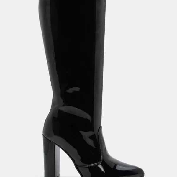 LUIGI DESIGN - Μπότες Μυτερές με Τακούνι - Μαύρο-Λουστρίνι