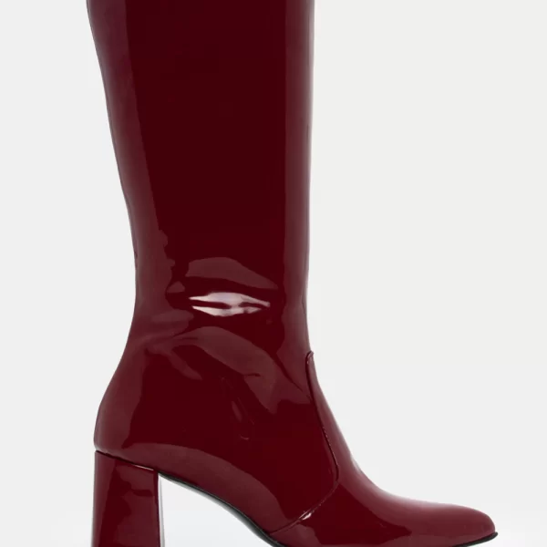 LUIGI DESIGN - Μπότες Μυτερές με Τακούνι - Μπορντό-Λουστρίνι