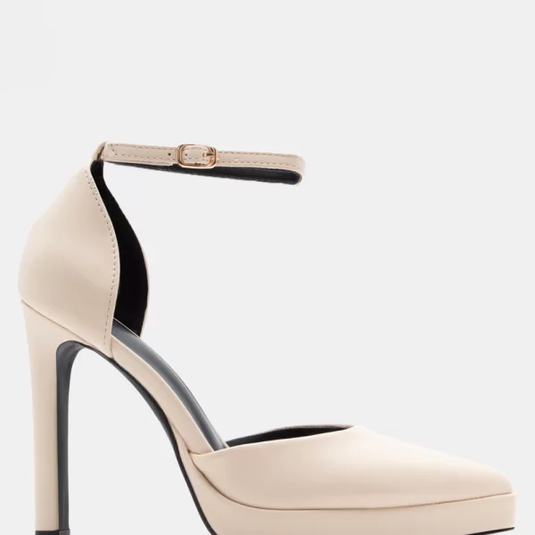 Γόβες Μυτερές με Μπαρέτα - Μπεζ