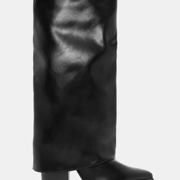 Μπότες με Εφέ Αναδιπλούμενης Φάσας - Μαύρο