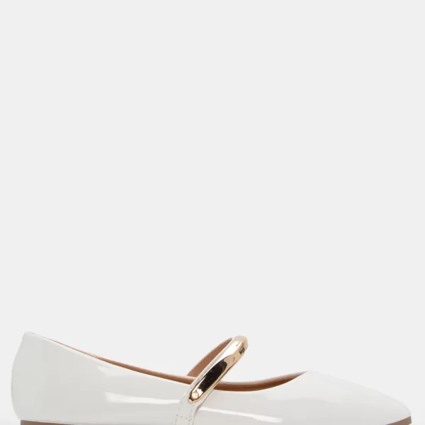 Μπαλαρίνες με Διακοσμητικό Λουράκι - Λευκό-Λουστρίνι