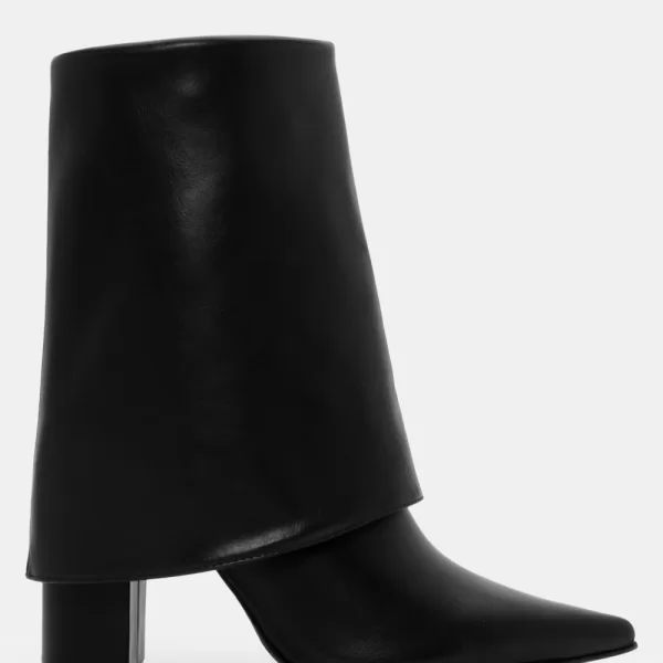 Μποτάκια με Εφέ Αναδιπλούμενης Φάσας - Μαύρο