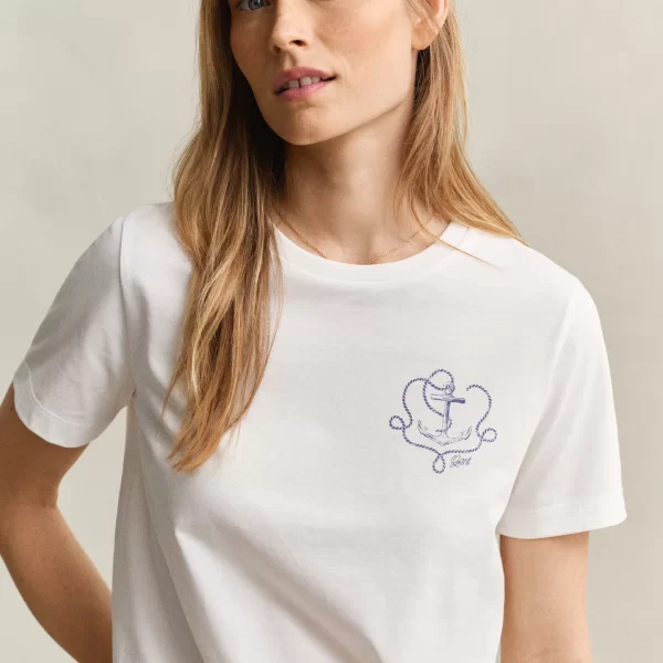 Gant Γυναικείο T-shirt Βαμβακερό Με Ναυτικό Σχέδιο Και Logo