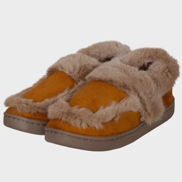 Γυναικεία παντόφλα μποτάκι αστραγάλου μαλακή εσωτερική επένδυση ανατομική σόλα. ΚΑΜΕΛ