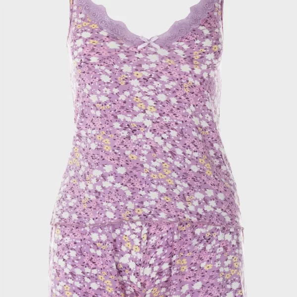 Γυναικείο baby doll λεπτή τιράντα all print floral λεπτομέρειες δαντέλας ΜΩΒ