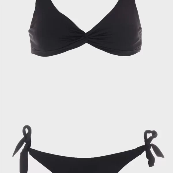 Γυναικείο σετ μαγιό bikini μονόχρωμο φαρδιές τιράντες αποσπώμενη επένδυση.Καλύπτει Β CUP. ΜΑΥΡΟ