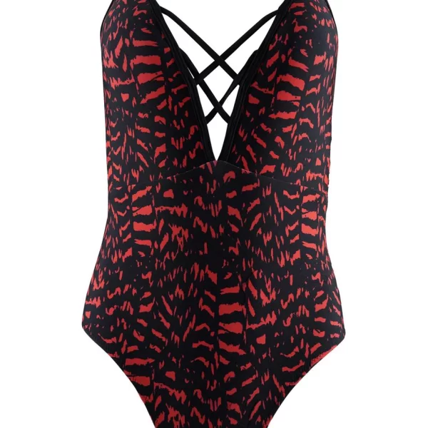 Ολόσωμο μαγιό all-print αυξομειώμενη ράντα. Καλύπτει B & C cup ΚΟΚΚΙΝΟ