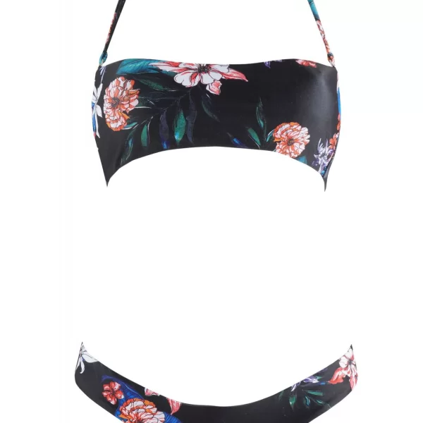 Σέτ μαγιό strapless ελαφριά ενίσχυση bikini brazil. Καλύπτει B Cup ΜΑΥΡΟ