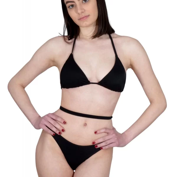 Γυναικείο set μαγιό τρίγωνο αποσπώμενη ενίσχυση Bikini brazilian. Καλύπτει A & B cup. ΜΑΥΡΟ