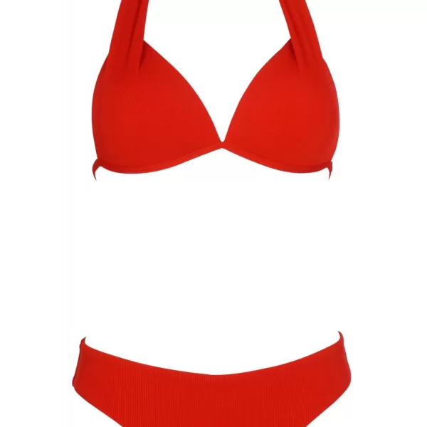 Γυναικείο set μαγιό τρίγωνο με σταθερή επένδυση, bikini σε κανονική γραμμή. Καλύπτει B & C Cup. COPPER