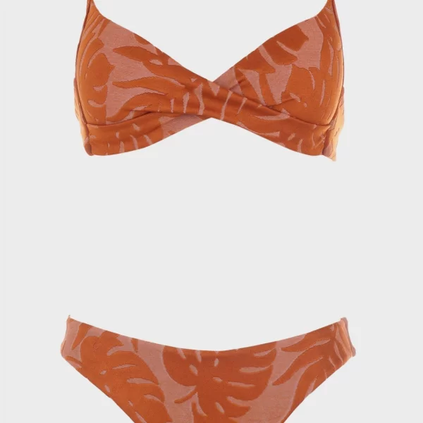 Σετ μπικίνι μονόχρωμο ενσωματωμένη ενίσχυση slip παρτό.Καλύπτει B Cup. COPPER