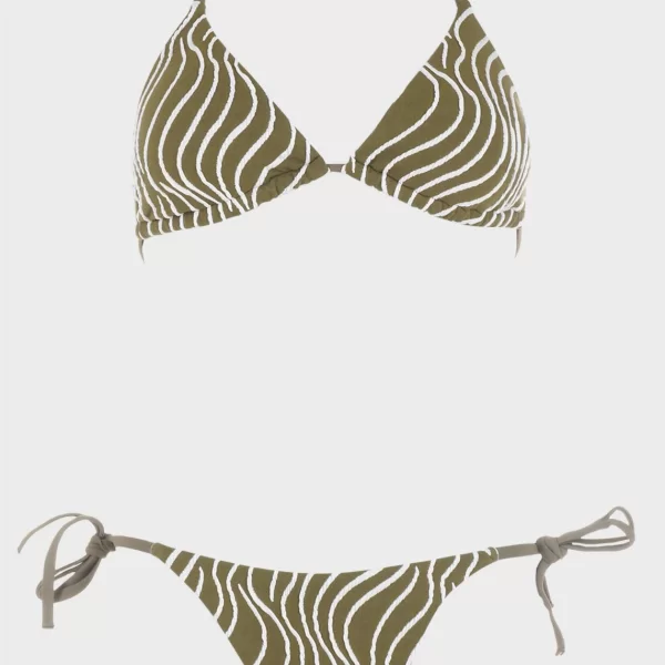 Γυναικείο σετ μπικίνι τριγωνάκι brazil ανάγλυφες γραμμές.Καλύπτει B Cup ΧΑΚΙ