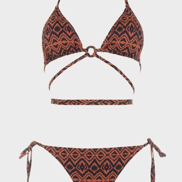 Σετ bikini τριγωνάκι πολυμορφικό all print .Kαλύπτει B Cup COPPER