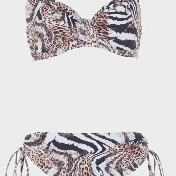 Σετ bikini animal print με μπανέλα.Καλύπτει D-E Cup ANIMAL