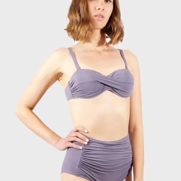 Γυναικείο set μαγιό μονόχρωμο ψηλόμεσο slip ενσωματωμένη επένδυση. Καλύπτει B CUP ELEPHANT