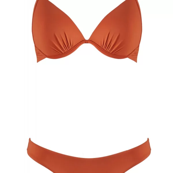 Σέτ μαγιό στύλ τρίγωνο με μπανέλα bikini σε κανονική γραμμή. Καλύπτει C Cup COPPER