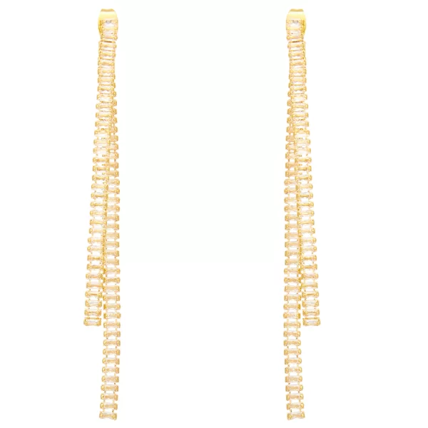 σκουλαρίκια κρεμαστά με σειρές στρας ζιργκόν Glam 2 gold