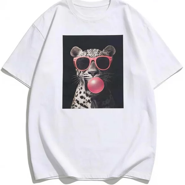 oversized Τ-shirt Funky Leo λευκό