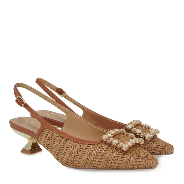 Exe Shoes Γυναικείες Γόβες Πέδιλα 700-255 Καμηλό Ψάθα Ταμπά U470025529I2