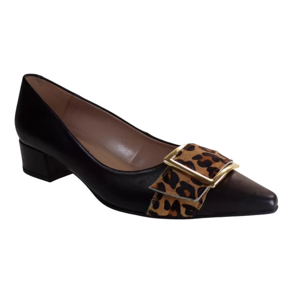 Fardoulis Shoes Γυναικεία Παπούτσια LOAFERS 308-13 Μαύρο Δέρμα Τιγρέ