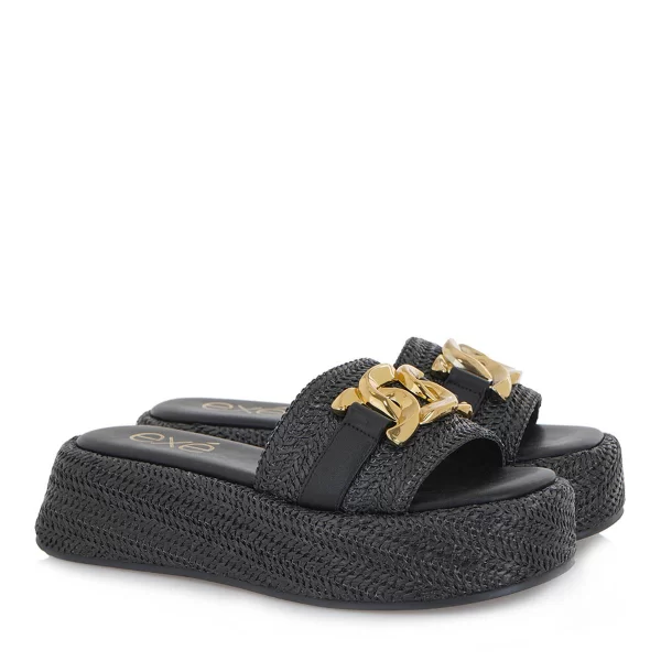 EXE Shoes Γυναικεία Παντόφλας 34S-746 Μαύρο Ψάθα S434S7463H23