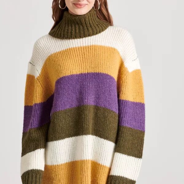 Loose fit color block μακρύ πουλόβερ