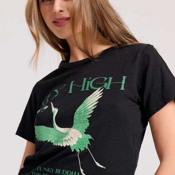Cropped t-shirt με φωτογραφικό τύπωμα