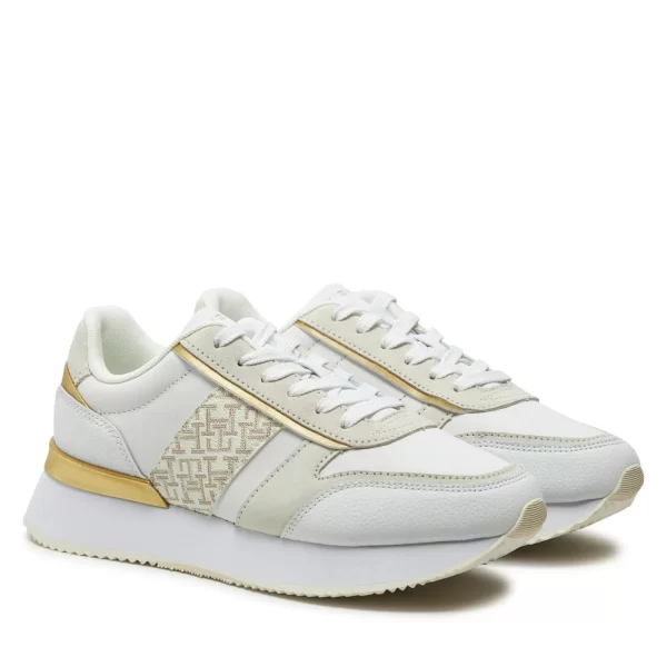 Γυναικεία Δερμάτινα TH Monogram Sneakers Λευκά Tommy Hilfiger FW0FW08387-0K4