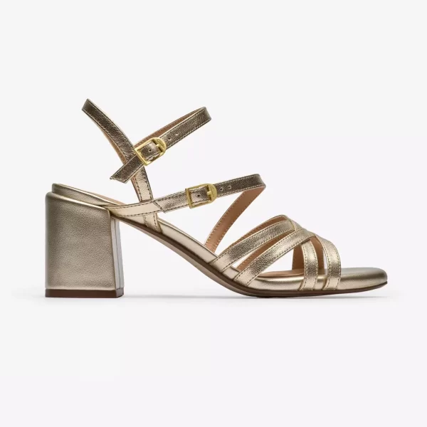 Clarks γυναικεία δερμάτινα πέδιλα με χοντρό τακούνι 