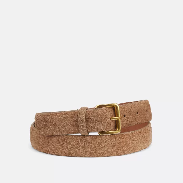 Δερμάτινη σουέτ ζώνη με τετράγωνη αγκράφα