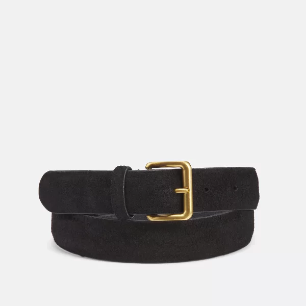 Δερμάτινη σουέτ ζώνη με τετράγωνη αγκράφα