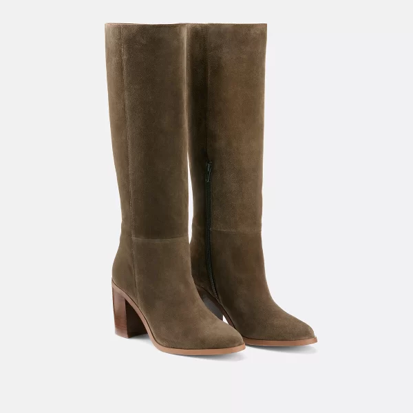 Μπότες από nubuck με φαρδύ τακούνι