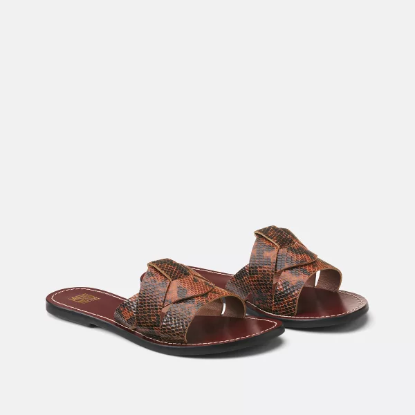 Φλατ δερμάτινα μιούλ με snake print