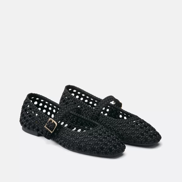 Μπαλαρίνες με πλεχτή υφή σε στυλ Mary Jane