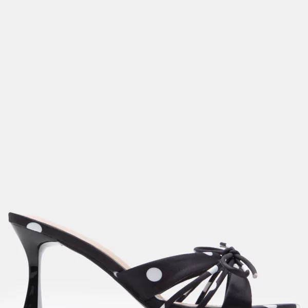 Mules Πουά με Χιαστί Λουράκια & Διακοσμητικό Φιόγκο - Μαύρο