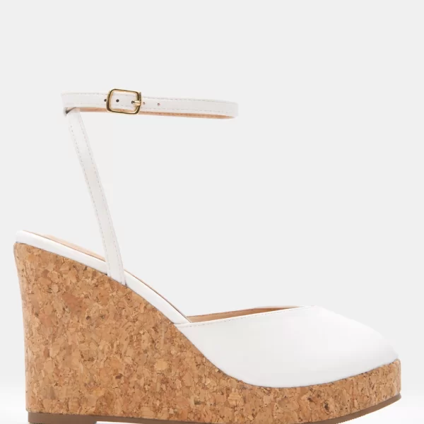 Πλατφόρμες Peep Toe με Μπαρέτα - Λευκό