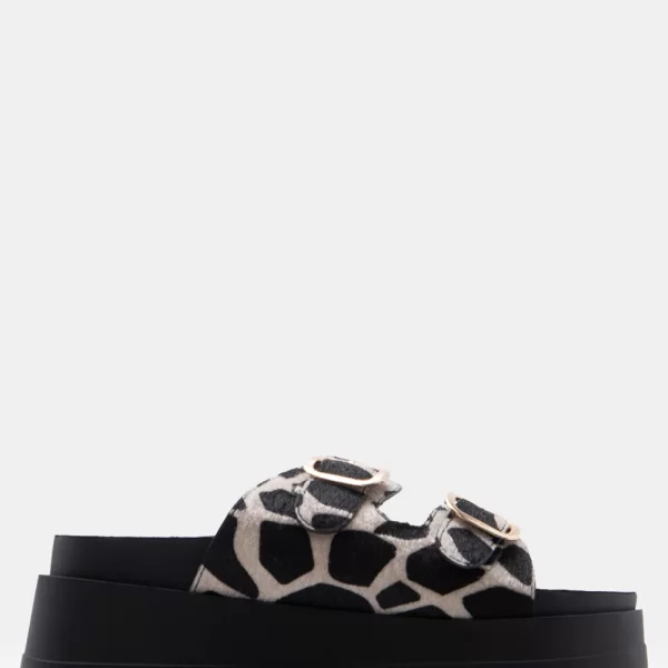 Πλατφόρμες με Διπλές Τόκες - Animal Print-Μαύρο