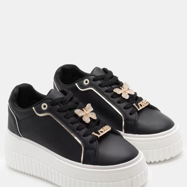 Sneakers Δίσολα με Διακοσμητικό απο Strass - Μαύρο