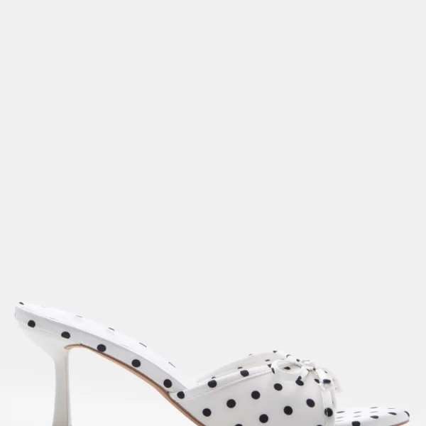 Mules Πουά με Διακοσμητικό Φιόγκο - Λευκό