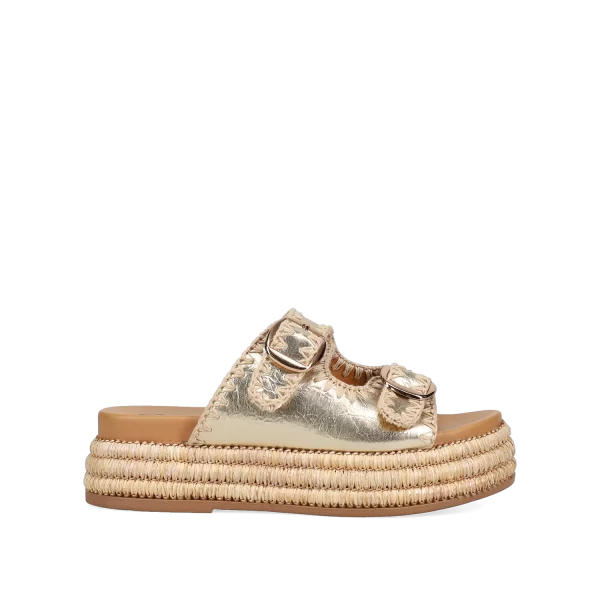 Χρυσό flatform σανδάλι