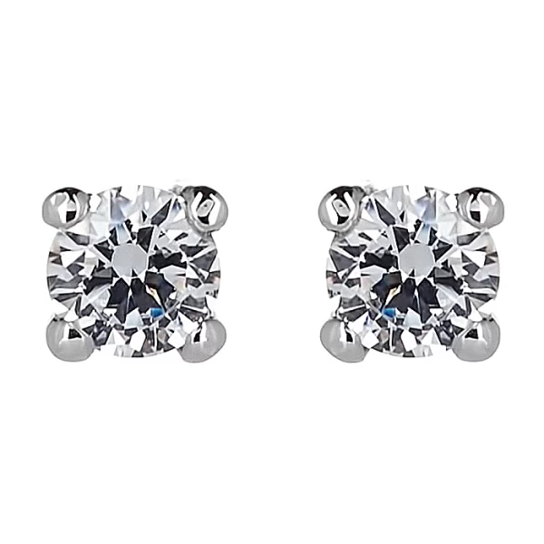 Σκουλαρίκια Μονόπετρα με Διαμάντια Λευκόχρυσος Κ18 - 31105B