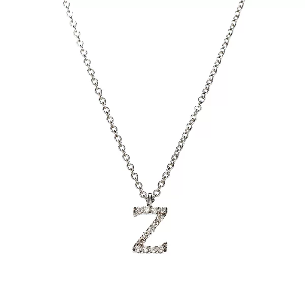 Μενταγιόν Μονόγραμμα Ζ με Διαμάντια Λευκόχρυσος Κ18 - 10014Z