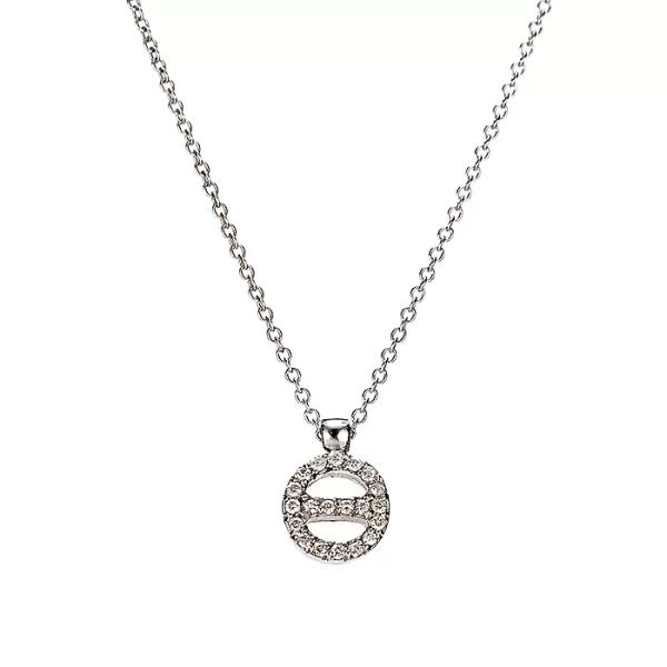 Μενταγιόν Μονόγραμμα Θ με Διαμάντια Λευκόχρυσος Κ18 - 10014Θ