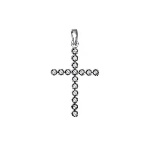 Σταυρός με Διαμάντια Λευκόχρυσος Κ18 - 55005