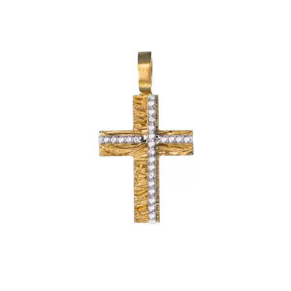 Σταυρός με Ζιργκόν Δίχρωμος Κ14 - 13011CZ