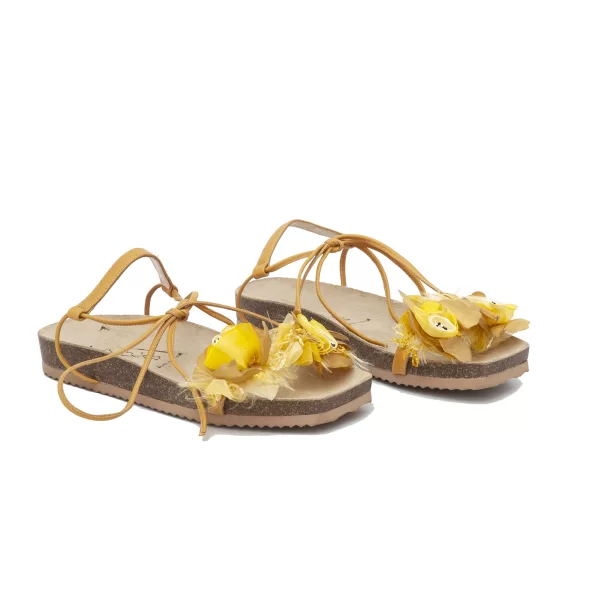 Δερμάτινα Πέδιλα Flat Art 2SS25